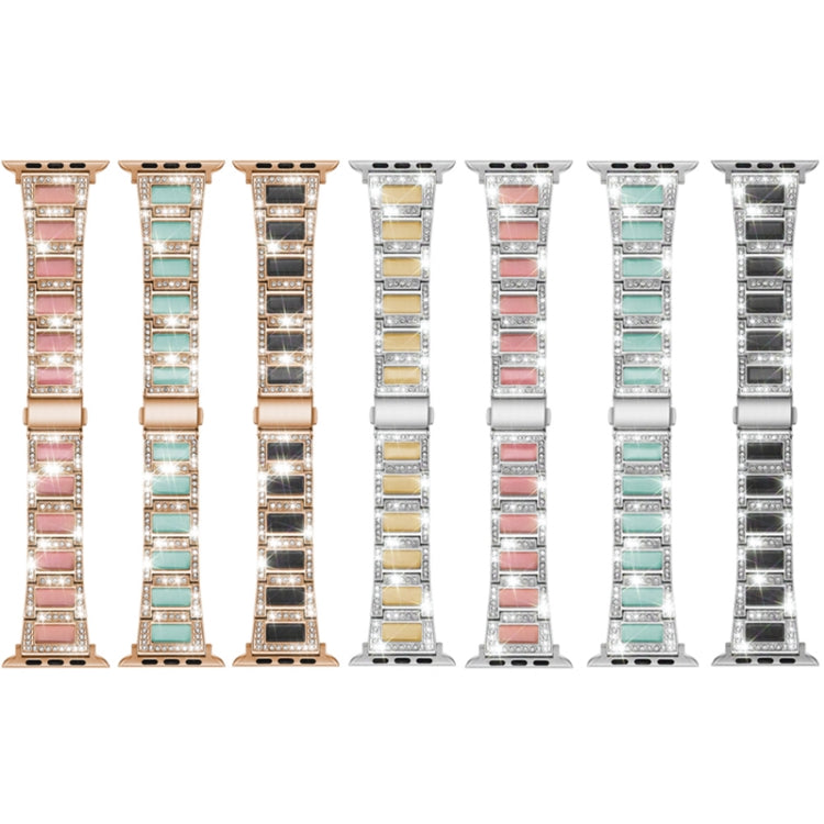 22mm Metal Opal Watch Band For Apple Watch Series 9&8&7 41mm / SE 3&SE 2&6&SE&5&4 40mm / 3&2&1 38mm(Silver Pink) by bashfashion