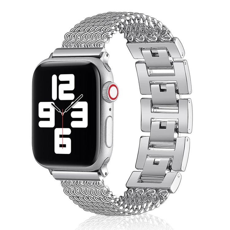 Thin Chain Steel Watch Band For Apple Watch Series 9&8&7 41mm / SE 3&SE 2&6&SE&5&4 40mm / 3&2&1 38mm(Silver) by bashfashion