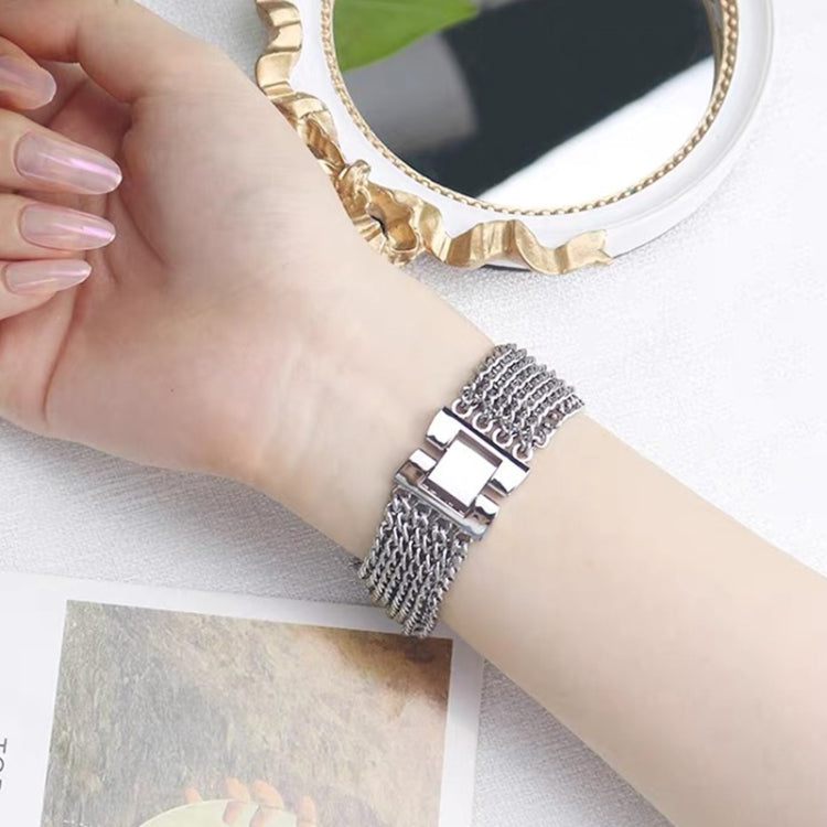 Thin Chain Steel Watch Band For Apple Watch Series 9&8&7 41mm / SE 3&SE 2&6&SE&5&4 40mm / 3&2&1 38mm(Silver) by bashfashion