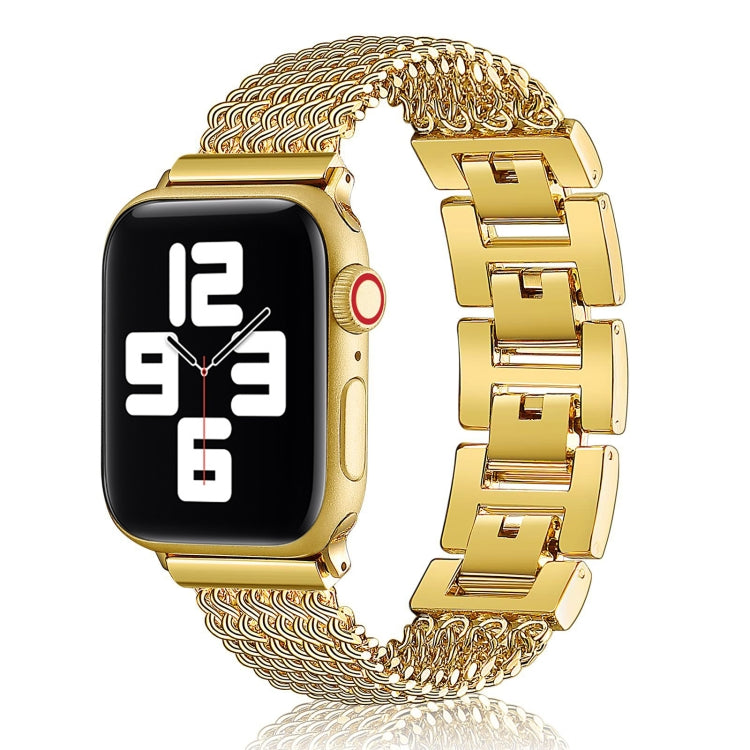 Thin Chain Steel Watch Band For Apple Watch Ultra 49mm&Watch Ultra 2 49mm / Series 9&8&7 45mm / SE 3&SE 2&6&SE&5&4 44mm / 3&2&1 42mm(Gold) by bashfashion