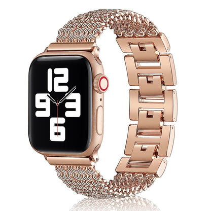Thin Chain Steel Watch Band For Apple Watch Ultra 49mm&Watch Ultra 2 49mm / Series 9&8&7 45mm / SE 3&SE 2&6&SE&5&4 44mm / 3&2&1 42mm(Rose Gold) by bashfashion
