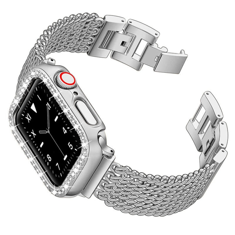 Thin Chain Steel Watch Band For Apple Watch Ultra 49mm&Watch Ultra 2 49mm / Series 9&8&7 45mm / SE 3&SE 2&6&SE&5&4 44mm / 3&2&1 42mm(Silver) by bashfashion