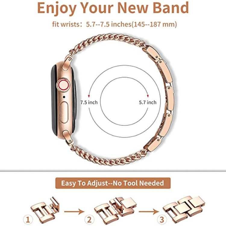 Thin Chain Steel Watch Band For Apple Watch Ultra 49mm&Watch Ultra 2 49mm / Series 9&8&7 45mm / SE 3&SE 2&6&SE&5&4 44mm / 3&2&1 42mm(Rose Gold) by bashfashion