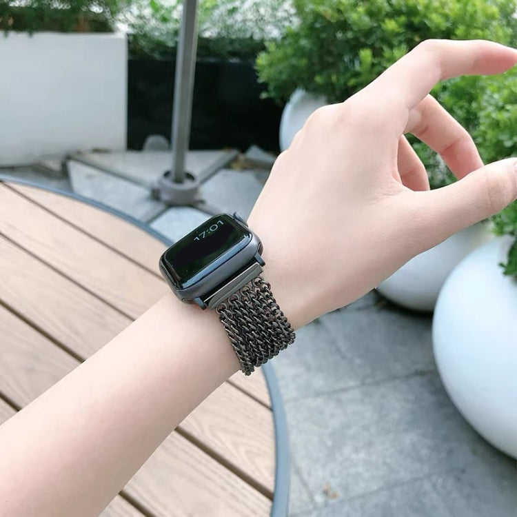 Thin Chain Steel Watch Band For Apple Watch Ultra 49mm&Watch Ultra 2 49mm / Series 9&8&7 45mm / SE 3&SE 2&6&SE&5&4 44mm / 3&2&1 42mm(Rose Gold) by bashfashion