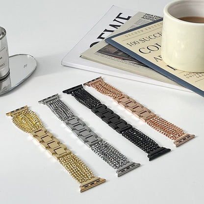 Thin Chain Steel Watch Band For Apple Watch Ultra 49mm&Watch Ultra 2 49mm / Series 9&8&7 45mm / SE 3&SE 2&6&SE&5&4 44mm / 3&2&1 42mm(Rose Gold) by bashfashion