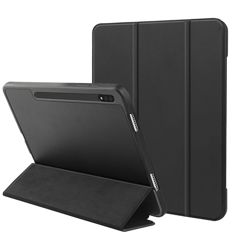 For Samsung Galaxy Tab S8+ / X800 3-folding Honeycomb TPU Smart Leather Tablet Case(Black) by bashfashion