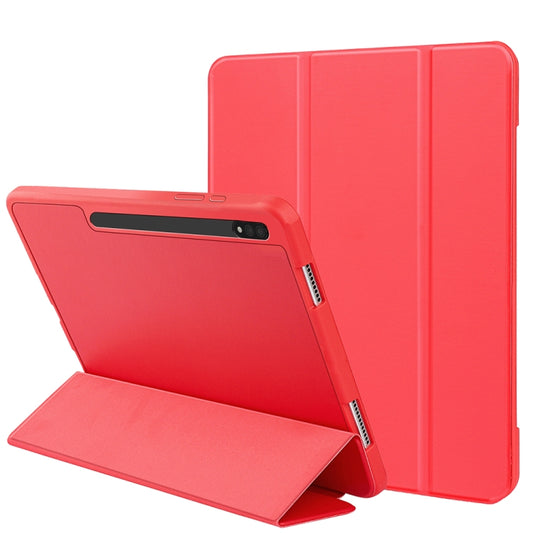 For Samsung Galaxy Tab S8+ / X800 3-folding Honeycomb TPU Smart Leather Tablet Case(Red) by bashfashion