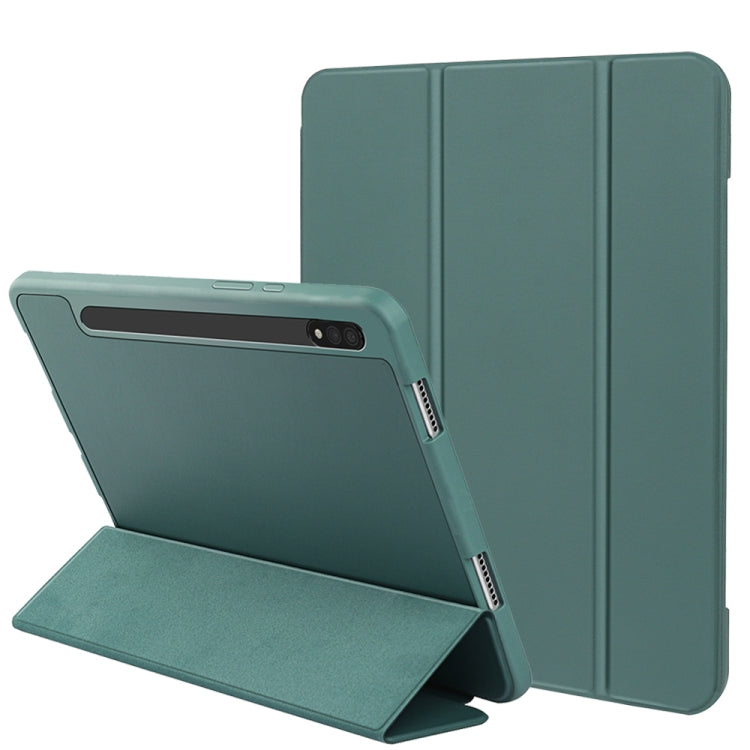 For Samsung Galaxy Tab S8+ / X800 3-folding Honeycomb TPU Smart Leather Tablet Case(Green) by bashfashion