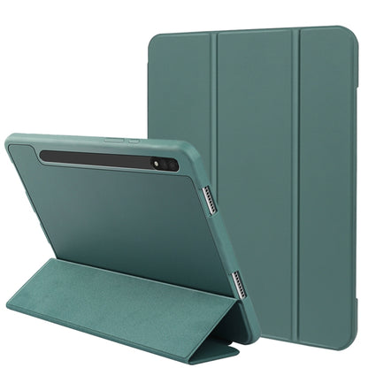 For Samsung Galaxy Tab S8+ / X800 3-folding Honeycomb TPU Smart Leather Tablet Case(Green) by bashfashion
