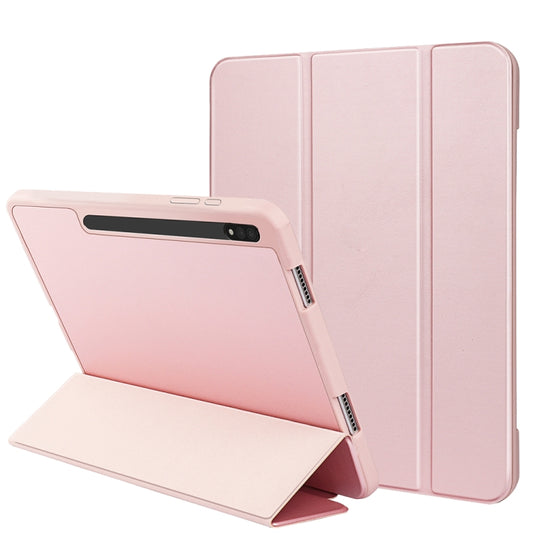 For Samsung Galaxy Tab S8 Ultra / X900 3-folding Honeycomb TPU Smart Leather Tablet Case(Pink) by bashfashion
