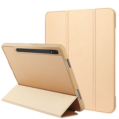 For Samsung Galaxy Tab S8 Ultra / X900 3-folding Honeycomb TPU Smart Leather Tablet Case(Gold) by bashfashion