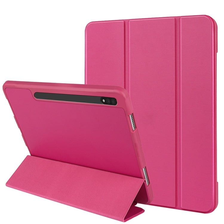 For Samsung Galaxy Tab S8 Ultra / X900 3-folding Honeycomb TPU Smart Leather Tablet Case(Rose Red) by bashfashion
