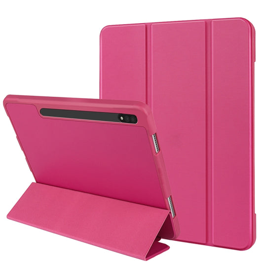 For Samsung Galaxy Tab S8 Ultra / X900 3-folding Honeycomb TPU Smart Leather Tablet Case(Rose Red) by bashfashion
