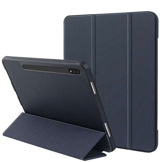 For Samsung Galaxy Tab S8 Ultra / X900 3-folding Honeycomb TPU Smart Leather Tablet Case(Dark Blue) by bashfashion
