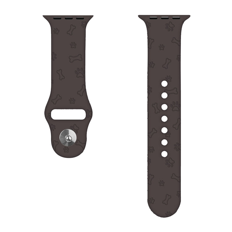 Dog Paw Embossing Silicone Watch Band For Apple Watch Ultra 49mm&Watch Ultra 2 49mm / Series 9&8&7 45mm / SE 3&SE 2&6&SE&5&4 44mm / 3&2&1 42mm(Cocoa) by bashfashion