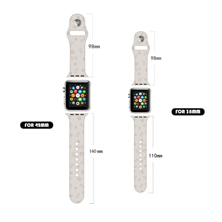 Dog Paw Embossing Silicone Watch Band For Apple Watch Ultra 49mm&Watch Ultra 2 49mm / Series 9&8&7 45mm / SE 3&SE 2&6&SE&5&4 44mm / 3&2&1 42mm(Cocoa) by bashfashion