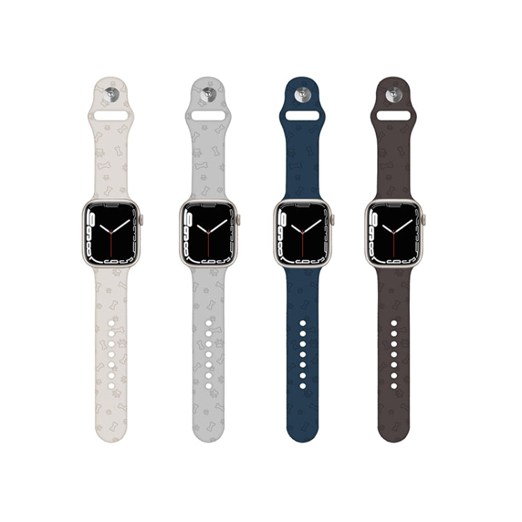 Dog Paw Embossing Silicone Watch Band For Apple Watch Ultra 49mm&Watch Ultra 2 49mm / Series 9&8&7 45mm / SE 3&SE 2&6&SE&5&4 44mm / 3&2&1 42mm(Cocoa) by bashfashion