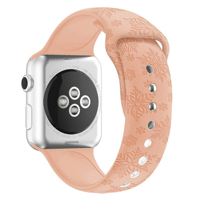 Snowflake Embossing Silicone Watch Band For Apple Watch Ultra 49mm&Watch Ultra 2 49mm / Series 9&8&7 45mm / SE 3&SE 2&6&SE&5&4 44mm / 3&2&1 42mm(Apricot Pink) by bashfashion