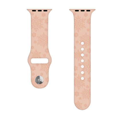 Snowflake Embossing Silicone Watch Band For Apple Watch Ultra 49mm&Watch Ultra 2 49mm / Series 9&8&7 45mm / SE 3&SE 2&6&SE&5&4 44mm / 3&2&1 42mm(Apricot Pink) by bashfashion