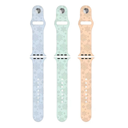 Snowflake Embossing Silicone Watch Band For Apple Watch Ultra 49mm&Watch Ultra 2 49mm / Series 9&8&7 45mm / SE 3&SE 2&6&SE&5&4 44mm / 3&2&1 42mm(Apricot Pink) by bashfashion