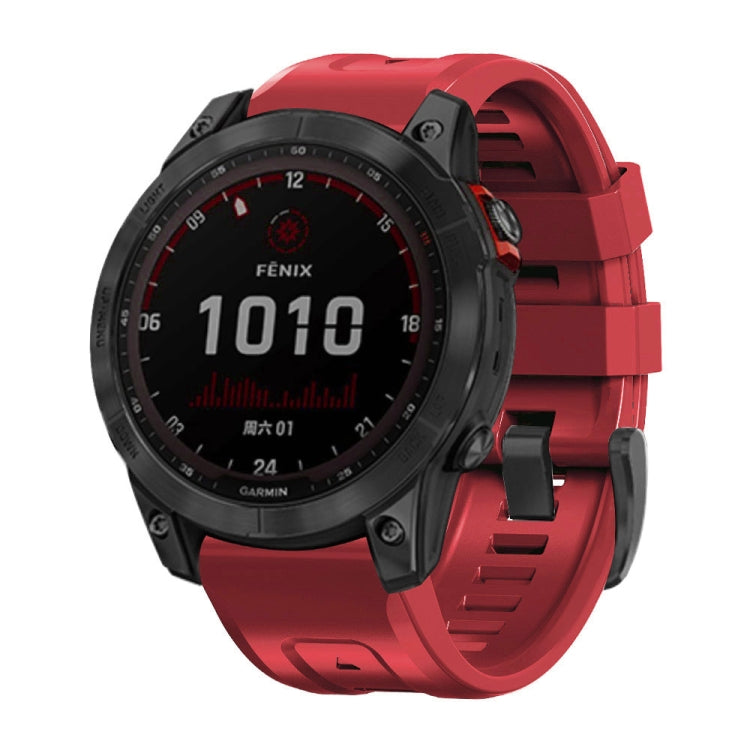 For Garmin Fenix 7 / 6 Pro / 5 Plus 22mm Black Buckle Silicone Watch Band(Dark Red) by bashfashion