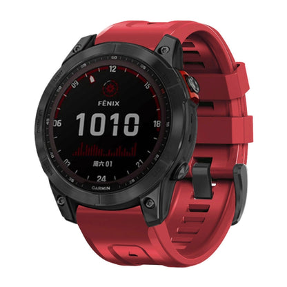 For Garmin Fenix 7 / 6 Pro / 5 Plus 22mm Black Buckle Silicone Watch Band(Dark Red) by bashfashion