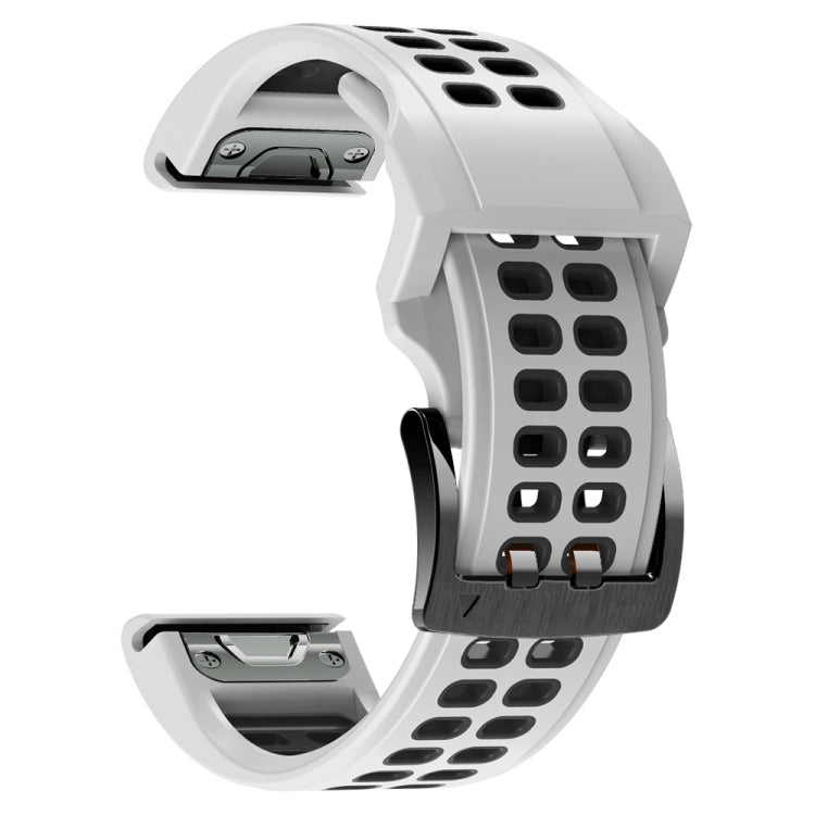 For Garmin Fenix 6 Quick Release Double Row Silicone Watch Band(White Black) by bashfashion