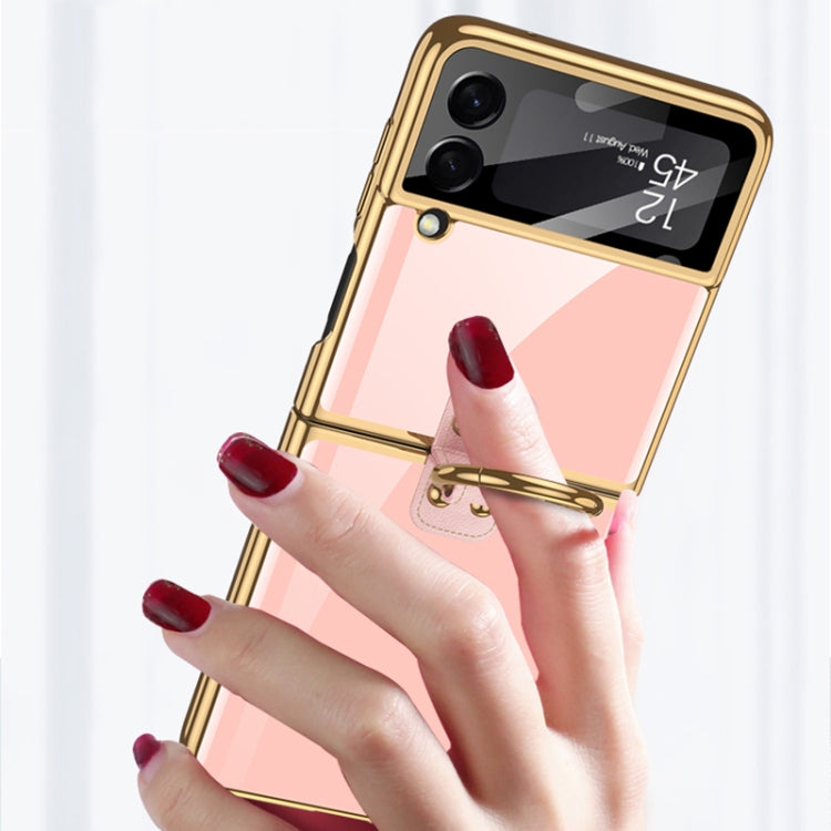 For Samsung Galaxy Z Flip3 5G GKK Integrated Solid Color Plating Phone Case with Ring Holder(Emerald Green) by GKK