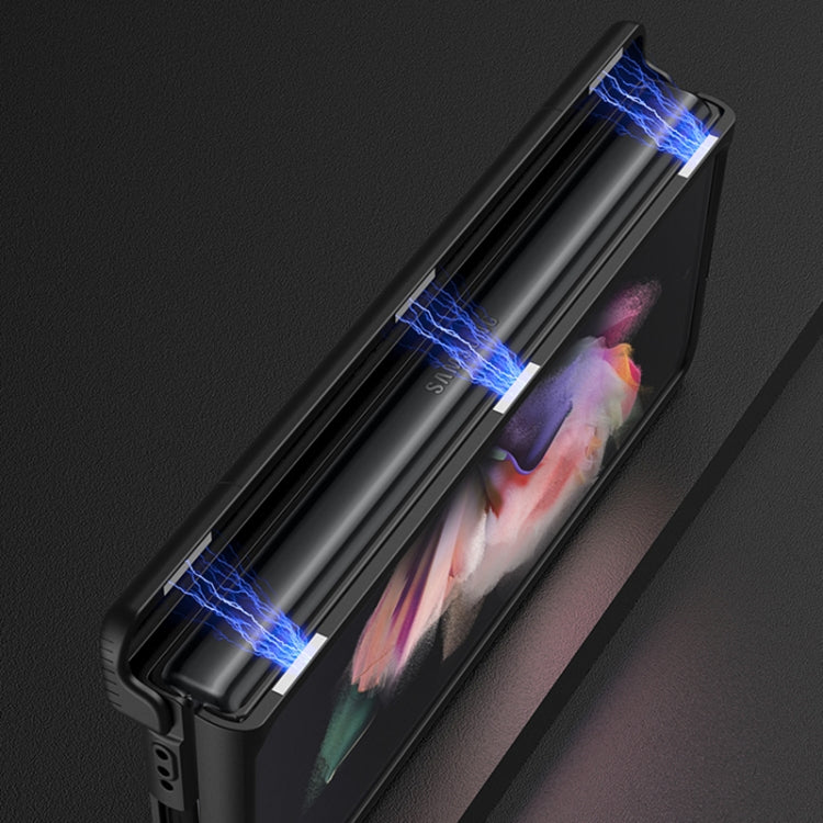 For Samsung Galaxy Z Fold3 5G GKK Integrated Magnetic Armor Flip Phone Case with Holder(Dark Green) by GKK