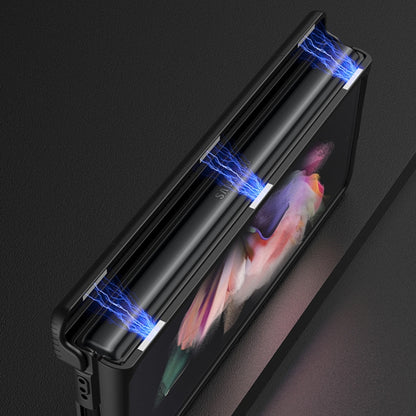 For Samsung Galaxy Z Fold3 5G GKK Integrated Magnetic Armor Flip Phone Case with Holder(Dark Green) by GKK