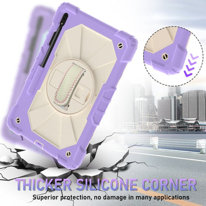 For Samsung Galaxy Tab S8+ 12.4 inch SM-X800 / SM-X806 Contrast Color Robot Shockproof Silicone + PC Tablet Case(Lotus Root Purple Beige) by bashfashion
