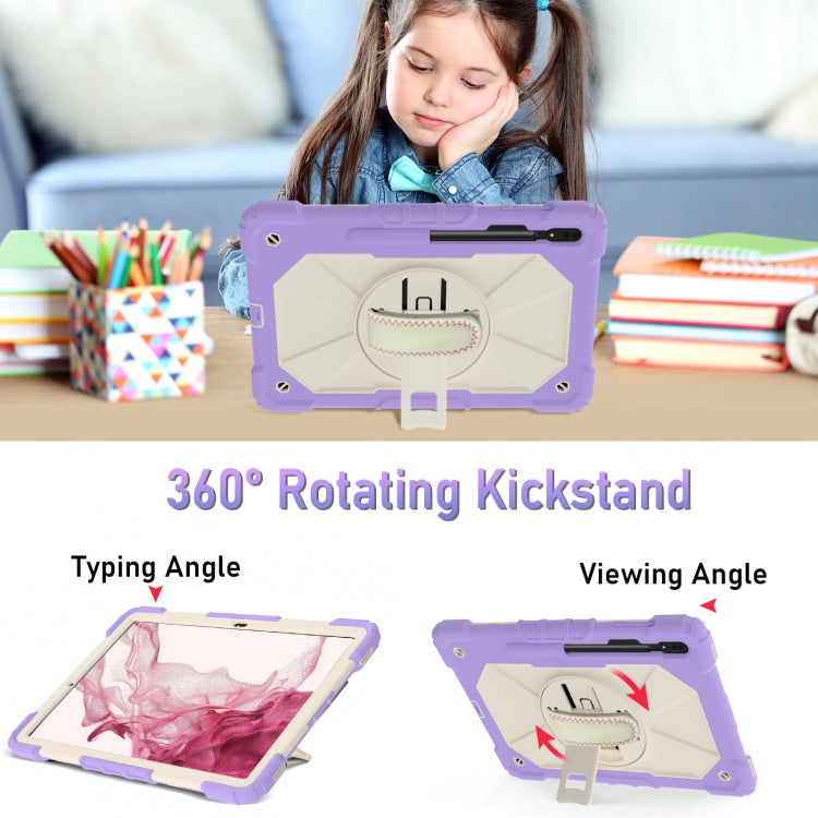 For Samsung Galaxy Tab S8+ 12.4 inch SM-X800 / SM-X806 Contrast Color Robot Shockproof Silicone + PC Tablet Case(Lotus Root Purple Beige) by bashfashion