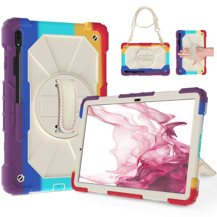 For Samsung Galaxy Tab S8+ 12.4 inch SM-X800 / SM-X806 Contrast Color Robot Shockproof Silicone + PC Tablet Case(Colorful Red) by bashfashion