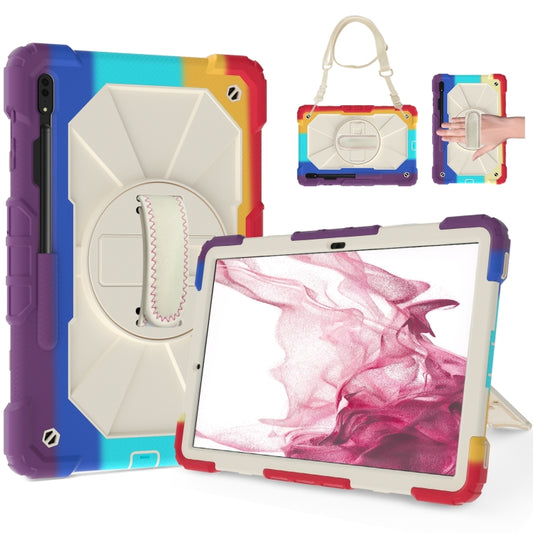 For Samsung Galaxy Tab S8+ 12.4 inch SM-X800 / SM-X806 Contrast Color Robot Shockproof Silicone + PC Tablet Case(Colorful Red) by bashfashion