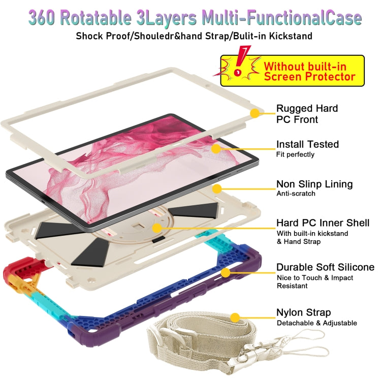 For Samsung Galaxy Tab S8+ 12.4 inch SM-X800 / SM-X806 Contrast Color Robot Shockproof Silicone + PC Tablet Case(Colorful Red) by bashfashion