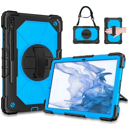 For Samsung Galaxy Tab S8+ 12.4 inch SM-X800 / SM-X806 Contrast Color Robot Shockproof Silicone + PC Tablet Case(Black+Blue) by bashfashion
