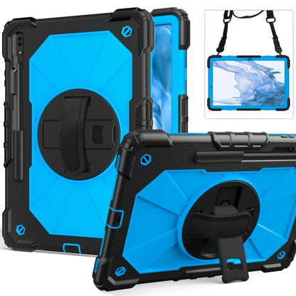 For Samsung Galaxy Tab S8+ 12.4 inch SM-X800 / SM-X806 Contrast Color Robot Shockproof Silicone + PC Tablet Case(Black+Blue) by bashfashion