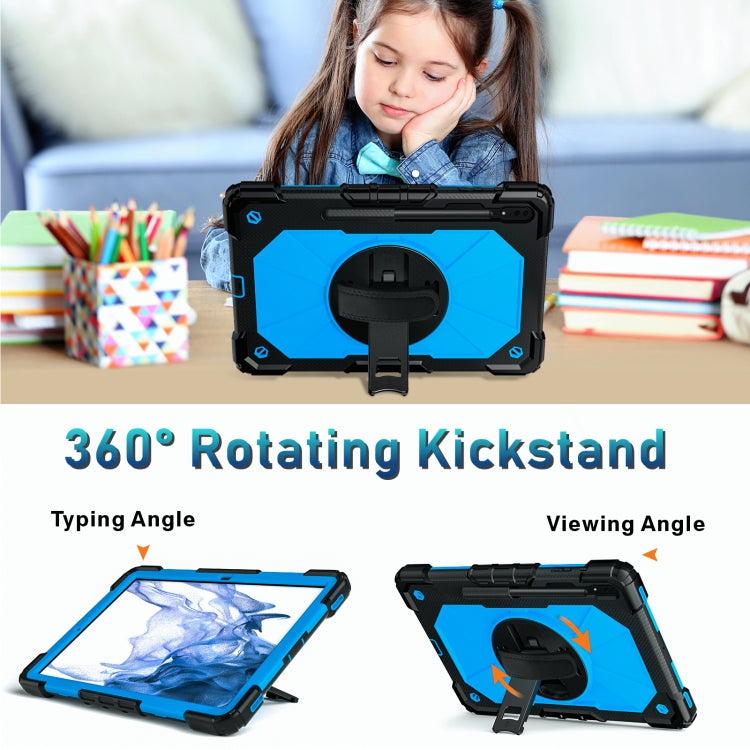 For Samsung Galaxy Tab S8+ 12.4 inch SM-X800 / SM-X806 Contrast Color Robot Shockproof Silicone + PC Tablet Case(Black+Blue) by bashfashion