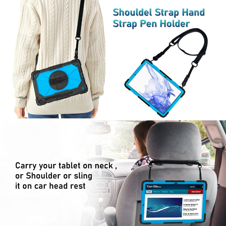 For Samsung Galaxy Tab S8+ 12.4 inch SM-X800 / SM-X806 Contrast Color Robot Shockproof Silicone + PC Tablet Case(Black+Blue) by bashfashion