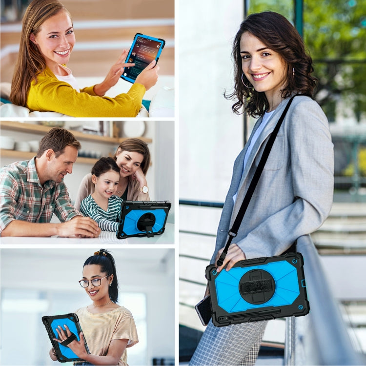 For Samsung Galaxy Tab S8+ 12.4 inch SM-X800 / SM-X806 Contrast Color Robot Shockproof Silicone + PC Tablet Case(Black+Blue) by bashfashion