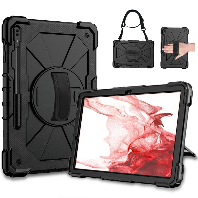 For Samsung Galaxy Tab S8+ 12.4 inch SM-X800 / SM-X806 Contrast Color Robot Shockproof Silicone + PC Tablet Case(Black) by bashfashion