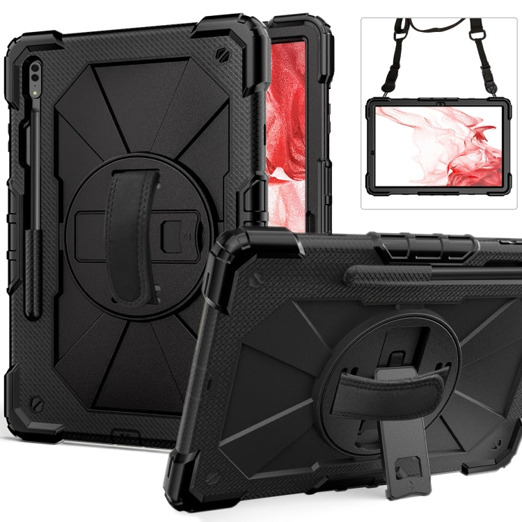 For Samsung Galaxy Tab S8+ 12.4 inch SM-X800 / SM-X806 Contrast Color Robot Shockproof Silicone + PC Tablet Case(Black) by bashfashion