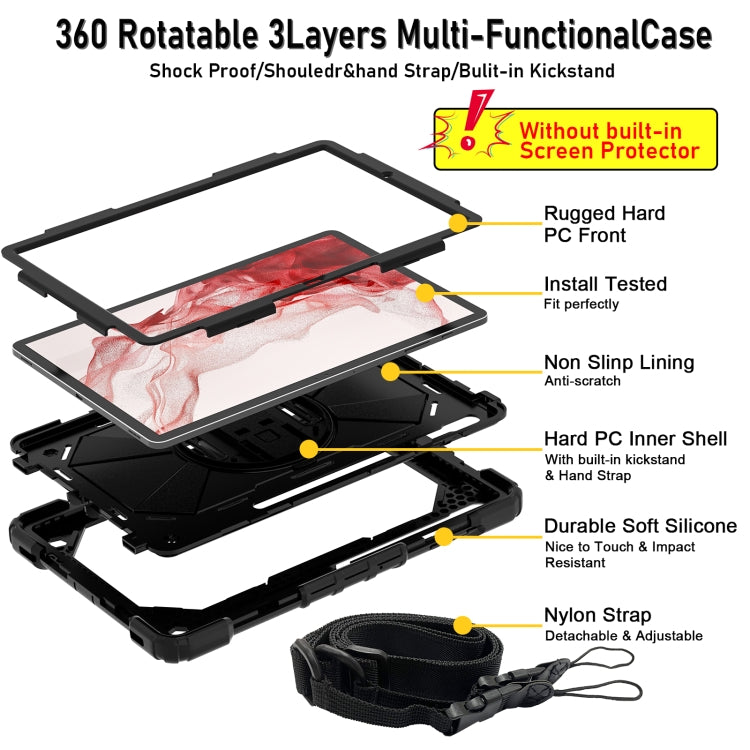 For Samsung Galaxy Tab S8+ 12.4 inch SM-X800 / SM-X806 Contrast Color Robot Shockproof Silicone + PC Tablet Case(Black) by bashfashion