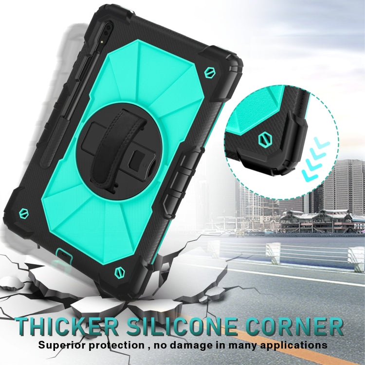 For Samsung Galaxy Tab S8+ 12.4 inch SM-X800 / SM-X806 Contrast Color Robot Shockproof Silicone + PC Tablet Case(Black+Aqua) by bashfashion