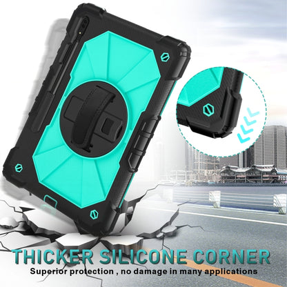For Samsung Galaxy Tab S8+ 12.4 inch SM-X800 / SM-X806 Contrast Color Robot Shockproof Silicone + PC Tablet Case(Black+Aqua) by bashfashion