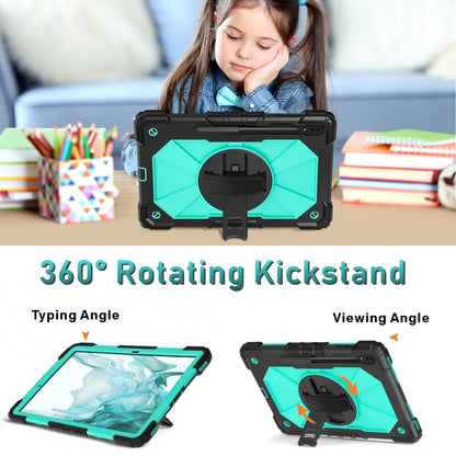 For Samsung Galaxy Tab S8+ 12.4 inch SM-X800 / SM-X806 Contrast Color Robot Shockproof Silicone + PC Tablet Case(Black+Aqua) by bashfashion