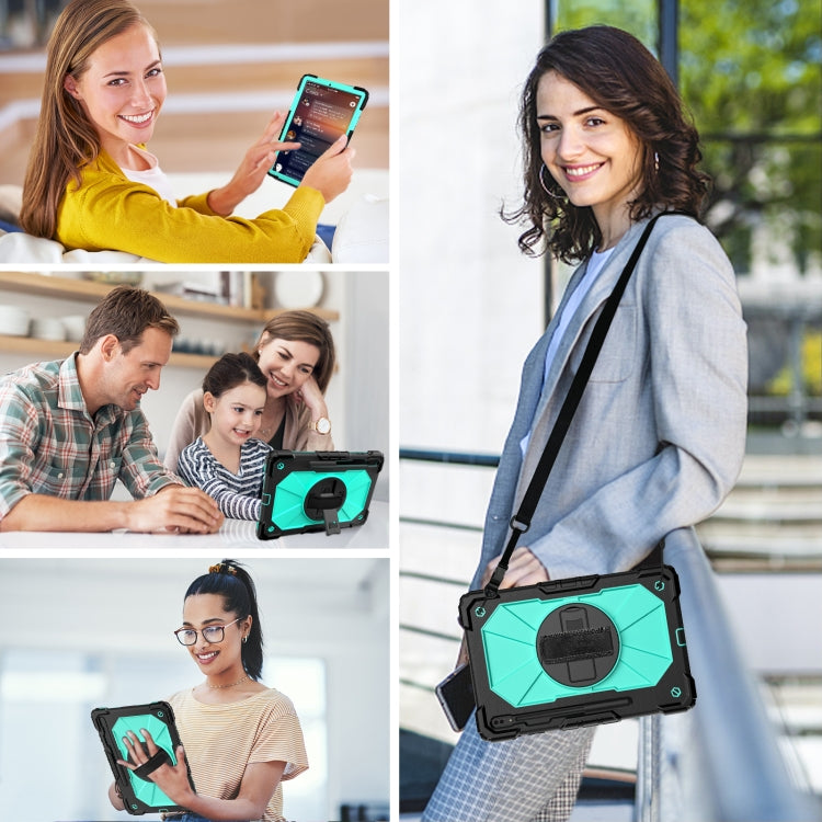 For Samsung Galaxy Tab S8+ 12.4 inch SM-X800 / SM-X806 Contrast Color Robot Shockproof Silicone + PC Tablet Case(Black+Aqua) by bashfashion