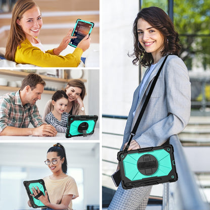 For Samsung Galaxy Tab S8+ 12.4 inch SM-X800 / SM-X806 Contrast Color Robot Shockproof Silicone + PC Tablet Case(Black+Aqua) by bashfashion