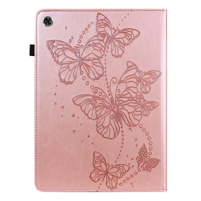 For Samsung Galaxy Tab A8 10.5 2021 Embossed Butterfly Pattern Leather Tablet Case(Pink) by bashfashion