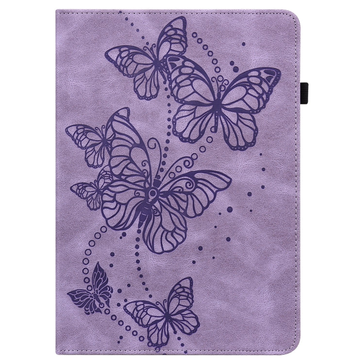For Samsung Galaxy Tab A8 10.5 2021 Embossed Butterfly Pattern Leather Tablet Case(Purple) by bashfashion